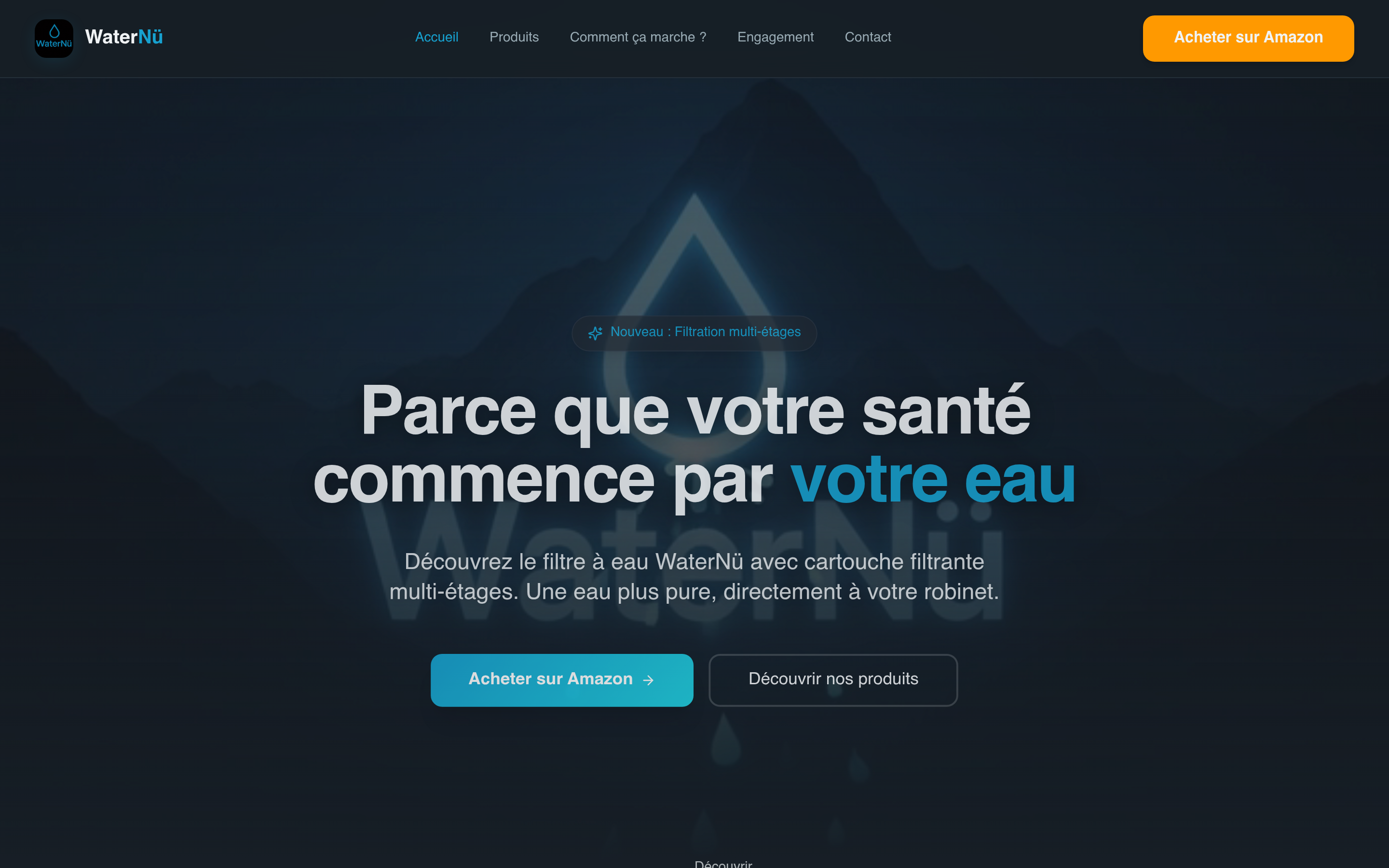 Aperçu du site WaterNü réalisé par Korvia